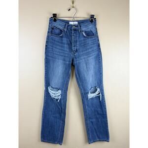 KanCan Jeans Women's Size 3/25 Distressed Straight Leg High Rise Denim Pants